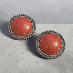 Vintage Style Reddish Dome Stud Clip-on Earrings